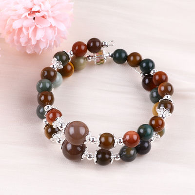 Handgefertigtes Edelstein-Perlen-Armband Natur-indisches Achat-Stein-Armband Verstellbares Zauber-Armband Für die Party täglich zu tragen