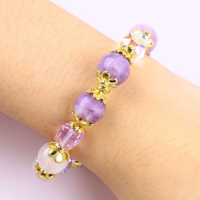 Handgefertigt Edelstein Perlen Armband Natur lila Mica Stein Armband Verstellbares Charme Armband Für die Party täglich tragen