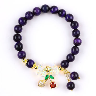 Sparkling Cherry Purple 8mm Tiger Eye Bead Armband für tägliches Tragen