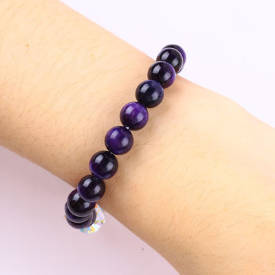 Sparkling Cherry Purple 8mm Tiger Eye Bead Armband für tägliches Tragen