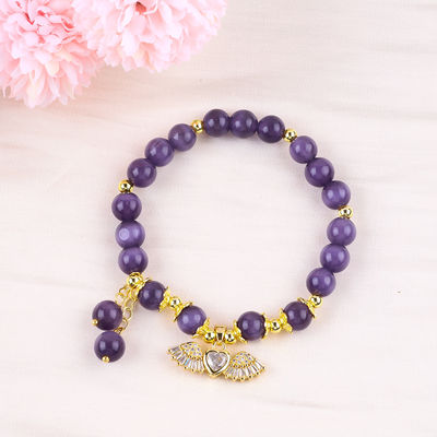 8 mm Kristall lila Katzen Augen Perle Polsterte Edelstein Stretch Armbänder