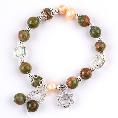 Unakite Stein und rosa Perle mit Sternenzauber Heilung Balance Perlen Armband für Schmuck Geschenk