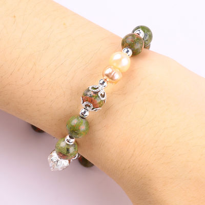 Unakite Stein und rosa Perle mit Sternenzauber Heilung Balance Perlen Armband für Schmuck Geschenk