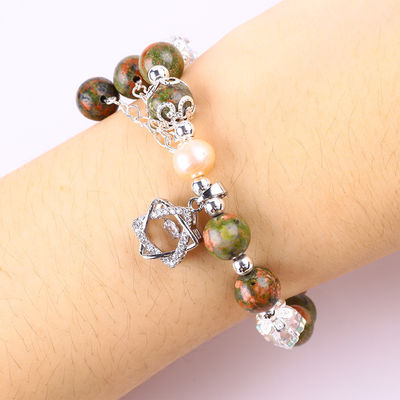 Unakite Stein und rosa Perle mit Sternenzauber Heilung Balance Perlen Armband für Schmuck Geschenk