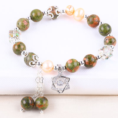 Unakite Stein und rosa Perle mit Sternenzauber Heilung Balance Perlen Armband für Schmuck Geschenk