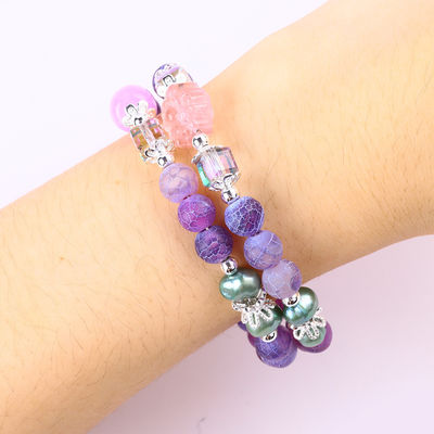8MM Handgemachte DIY Wettered Agate Kristall Runde Perle Verstellbares Doppelschicht Armband