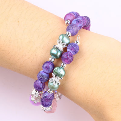 8MM Handgemachte DIY Wettered Agate Kristall Runde Perle Verstellbares Doppelschicht Armband