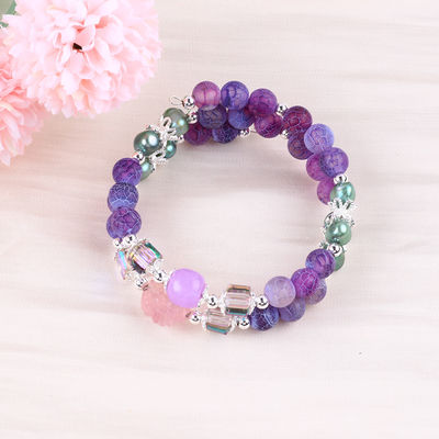 8MM Handgemachte DIY Wettered Agate Kristall Runde Perle Verstellbares Doppelschicht Armband
