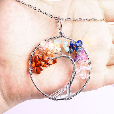 Spirituelle Meditation Lebensbaum Chakra Heilstein Halskette Schmuck