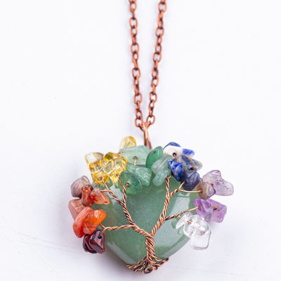 Unisex Grün Aventurin Chakra Heilkristall Halskette Chakra Stein Anhänger