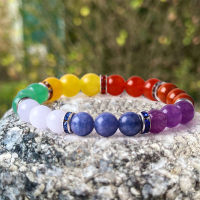 Frauen Naturstein Chakra Edelstein Armband 22,05 Zoll / 56cm