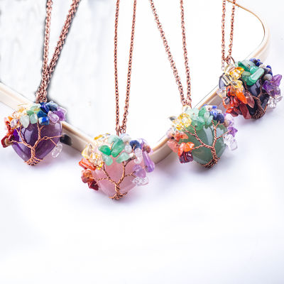 Rose Quarz Herzform Kristallbaum Chakra Edelstein Halskette
