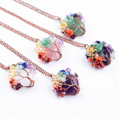 Rose Quarz Herzform Kristallbaum Chakra Edelstein Halskette