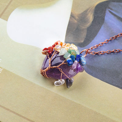 Rose Quarz Herzform Kristallbaum Chakra Edelstein Halskette