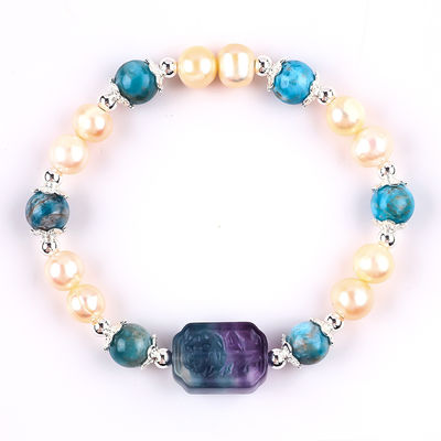 Blau Apatit Perlen Stein Rosa Süßwasser Perlen Armband OEM ODM