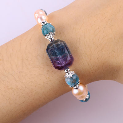 Blau Apatit Perlen Stein Rosa Süßwasser Perlen Armband OEM ODM
