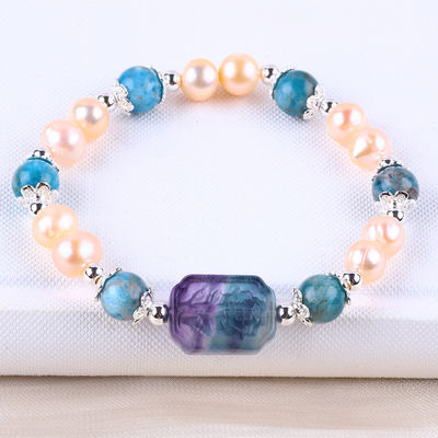 Blau Apatit Perlen Stein Rosa Süßwasser Perlen Armband OEM ODM