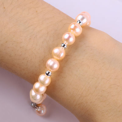 7mm Pink Pearl Stretch Armband mit weißer Schale Akzeptieren Sie Anpassung