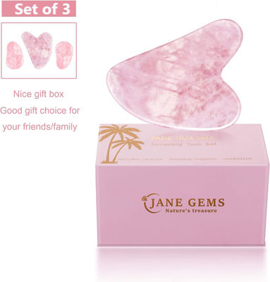 Polsterte glatte Kristall Rose Quarz Gua Sha Board Jade Gesichtsstein für Anti-Aging