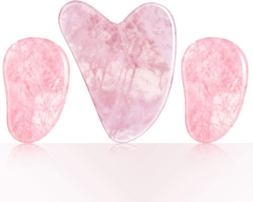Polsterte glatte Kristall Rose Quarz Gua Sha Board Jade Gesichtsstein für Anti-Aging