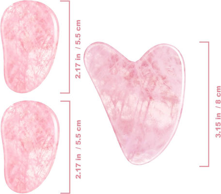 Polsterte glatte Kristall Rose Quarz Gua Sha Board Jade Gesichtsstein für Anti-Aging