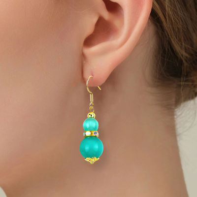 8MM 10MM Grünes Katzen-Auge Edelstein Handwerk Ohrring Dangle Kurze Kugelform Ohrring Für Schmuck Geschenk