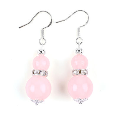 Handgefertigte Ohrringe aus Kristallstein Rose Quarz Edelstein Perlen Anhänger Ohrringe