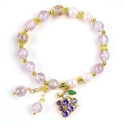 Handgefertigt Edelstein Perlen Armband Natur Amethyst Stein Armband Verstellbare Zauber Armband Für die Party täglich zu tragen