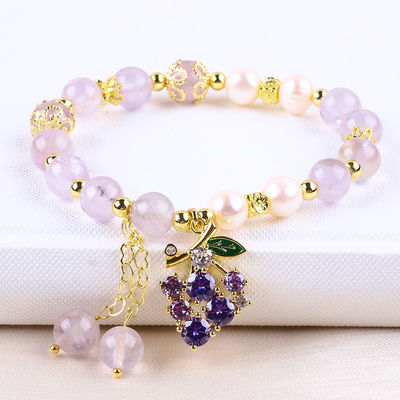 Handgefertigt Edelstein Perlen Armband Natur Amethyst Stein Armband Verstellbare Zauber Armband Für die Party täglich zu tragen