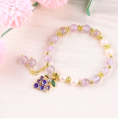 Handgefertigt Edelstein Perlen Armband Natur Amethyst Stein Armband Verstellbare Zauber Armband Für die Party täglich zu tragen