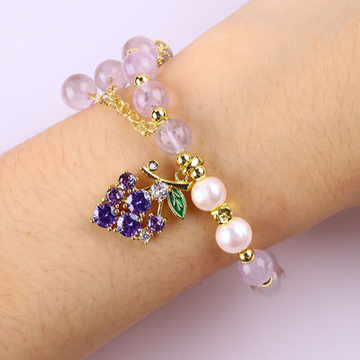 Handgefertigt Edelstein Perlen Armband Natur Amethyst Stein Armband Verstellbare Zauber Armband Für die Party täglich zu tragen