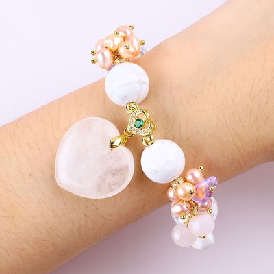 Handgefertigt Edelstein Perlen Armband Natur weiß Turkis Stein Armband Verstellbare Zauber Armband Für die Party täglich