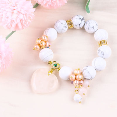 Handgefertigt Edelstein Perlen Armband Natur weiß Turkis Stein Armband Verstellbare Zauber Armband Für die Party täglich
