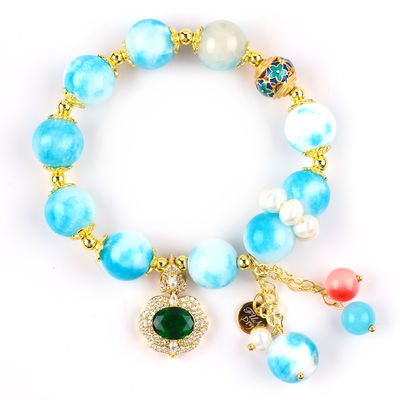 Handgefertigt Edelstein Perlen Armband Naturpersischer Jade Stein Armband Verstellbares Charms Armband Für die Party täglich tragen