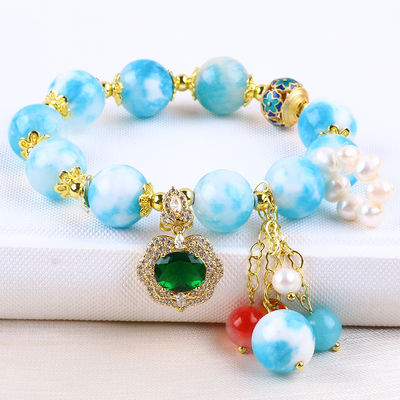 Handgefertigt Edelstein Perlen Armband Naturpersischer Jade Stein Armband Verstellbares Charms Armband Für die Party täglich tragen