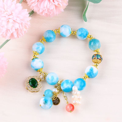 Handgefertigt Edelstein Perlen Armband Naturpersischer Jade Stein Armband Verstellbares Charms Armband Für die Party täglich tragen