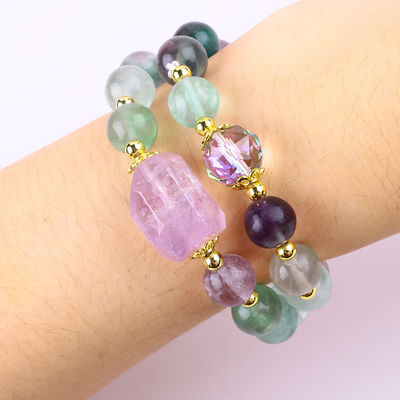 Handgefertigt Edelstein Perlen Armband Naturfarbe Fluorit Stein Armband Verstellbare Zauber Armband Für die Party täglich