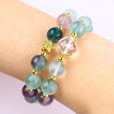 Handgefertigt Edelstein Perlen Armband Naturfarbe Fluorit Stein Armband Verstellbare Zauber Armband Für die Party täglich
