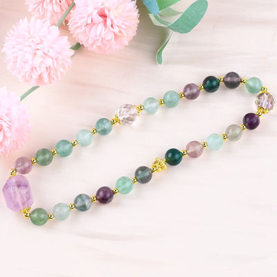 Handgefertigt Edelstein Perlen Armband Naturfarbe Fluorit Stein Armband Verstellbare Zauber Armband Für die Party täglich