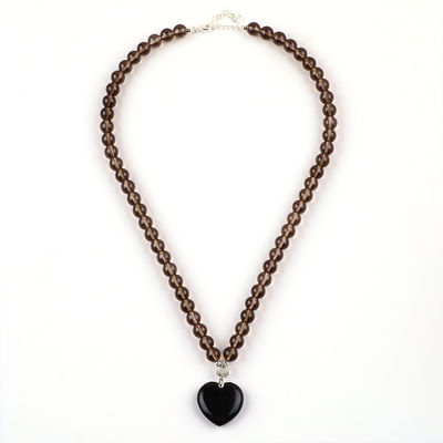 8mm Perlen Schwarz Obsidian Rauchquarz Kristallstein Halskette