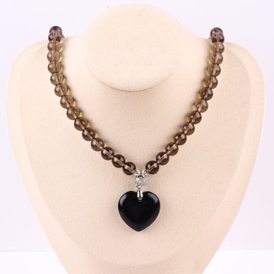 8mm Perlen Schwarz Obsidian Rauchquarz Kristallstein Halskette