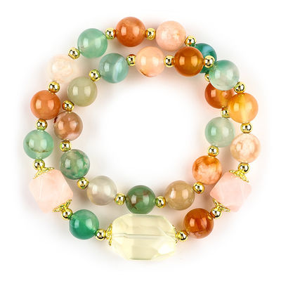 Handgefertigt Edelstein Perlen Armband Naturblumen Achat Stein Armband Verstellbare Zauber Armband Für die Party täglich