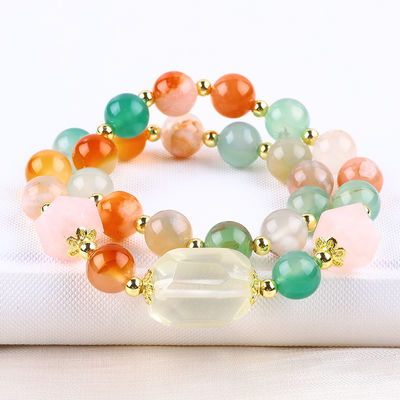 Handgefertigt Edelstein Perlen Armband Naturblumen Achat Stein Armband Verstellbare Zauber Armband Für die Party täglich