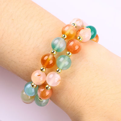 Handgefertigt Edelstein Perlen Armband Naturblumen Achat Stein Armband Verstellbare Zauber Armband Für die Party täglich