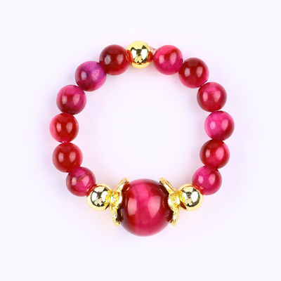 4mm Rose Rot Tiger Auge Kristall Stretch Runde Perlen Ring Heilstein Verstellbarer Ring Für Unisex