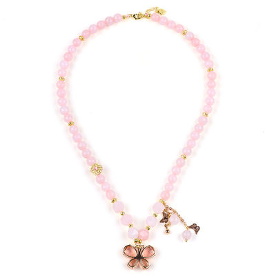 Schmetterling Charme Rose Quarz Stein Kristall Pullover Halskette Emotionale Heilung