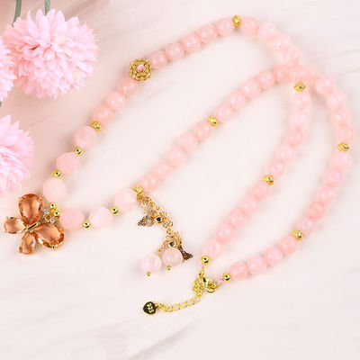 Schmetterling Charme Rose Quarz Stein Kristall Pullover Halskette Emotionale Heilung