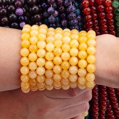 8 mm leichtere Honig-Jade-Edelstein-Perlen Heilende Kristallstein-Perlen für Schmuck