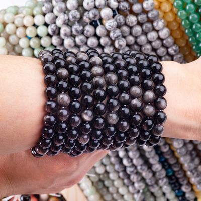 8mm Silber Obsidian Edelstein Perlen Heilende Kristallstein Perlen für Schmuckherstellung