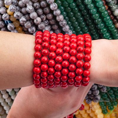 8 mm künstliche rot-turkis-Edelstein-Perlen Heilende Kristallstein-Perlen zum Schmuck machen